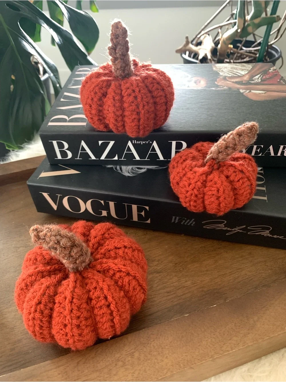 Autumn Fall Crochet Pumpkins set of three